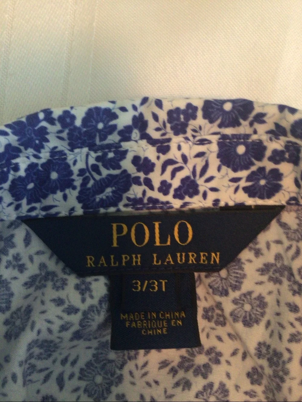 Polo by Ralph Lauren White and Blue Floral Button-Front Dress size 3/3T